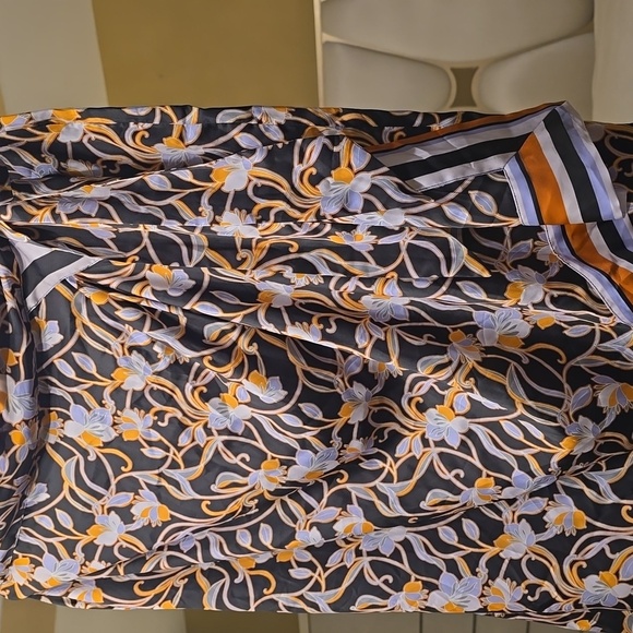 Halston Heritage Black and Orange Floral Wrap Skirt - Picture 5 of 16